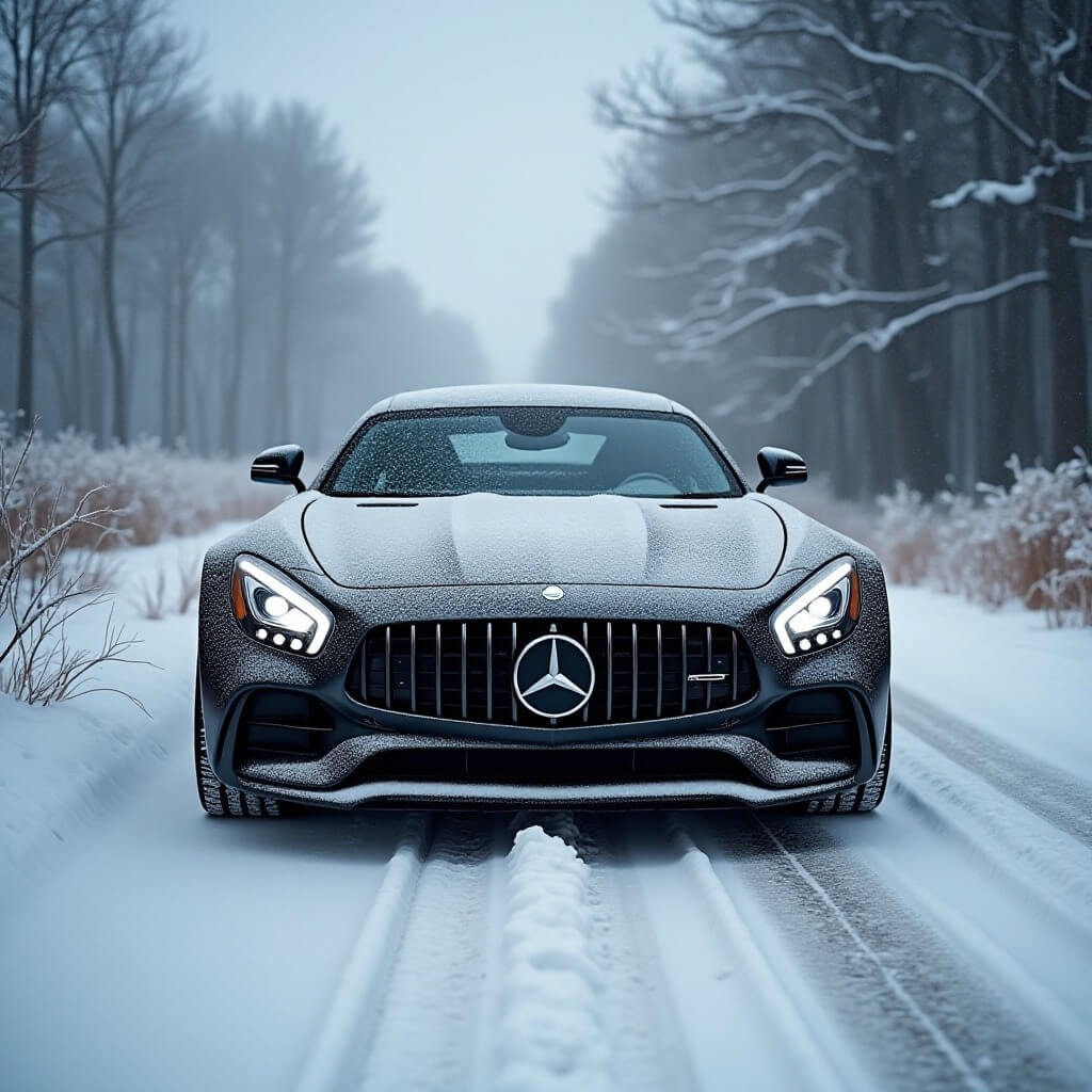 Mercedes_Benz в зимнем лесу